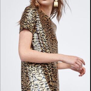 Zara Gold and Black Sequin Mini Dress
